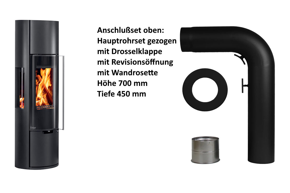 Ember Kaminofen E-15XL VG drei Glasscheiben Vollglastür