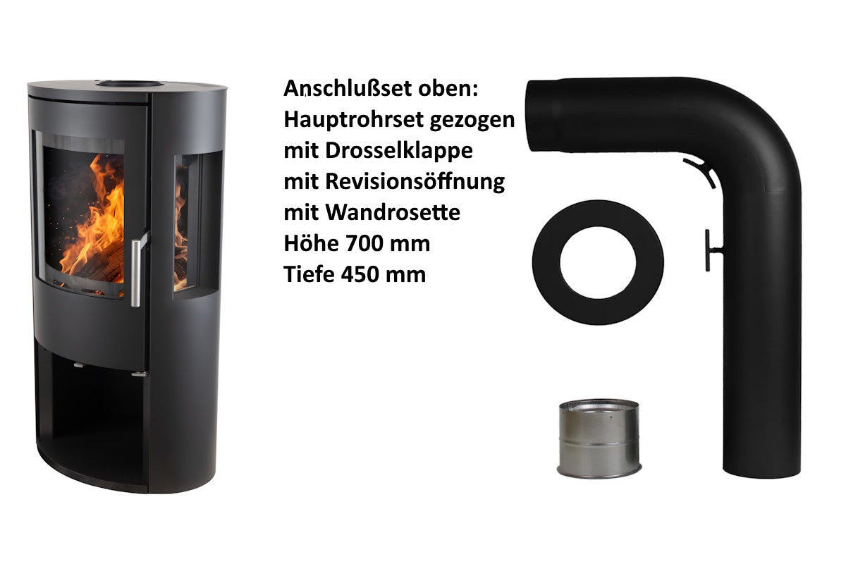 Ember Kaminofen E-15 VG drei Glasscheiben Vollglastür